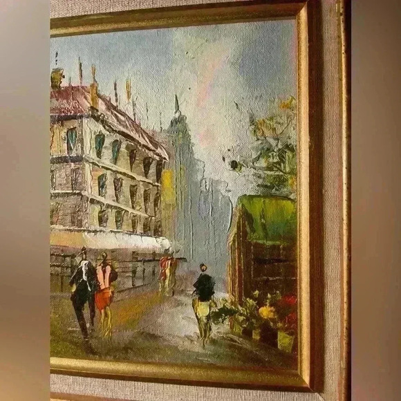 🎨 Cityscape Street Scene Impressionist  Oil on Canvas Framed Painting - Picture 5 of 14